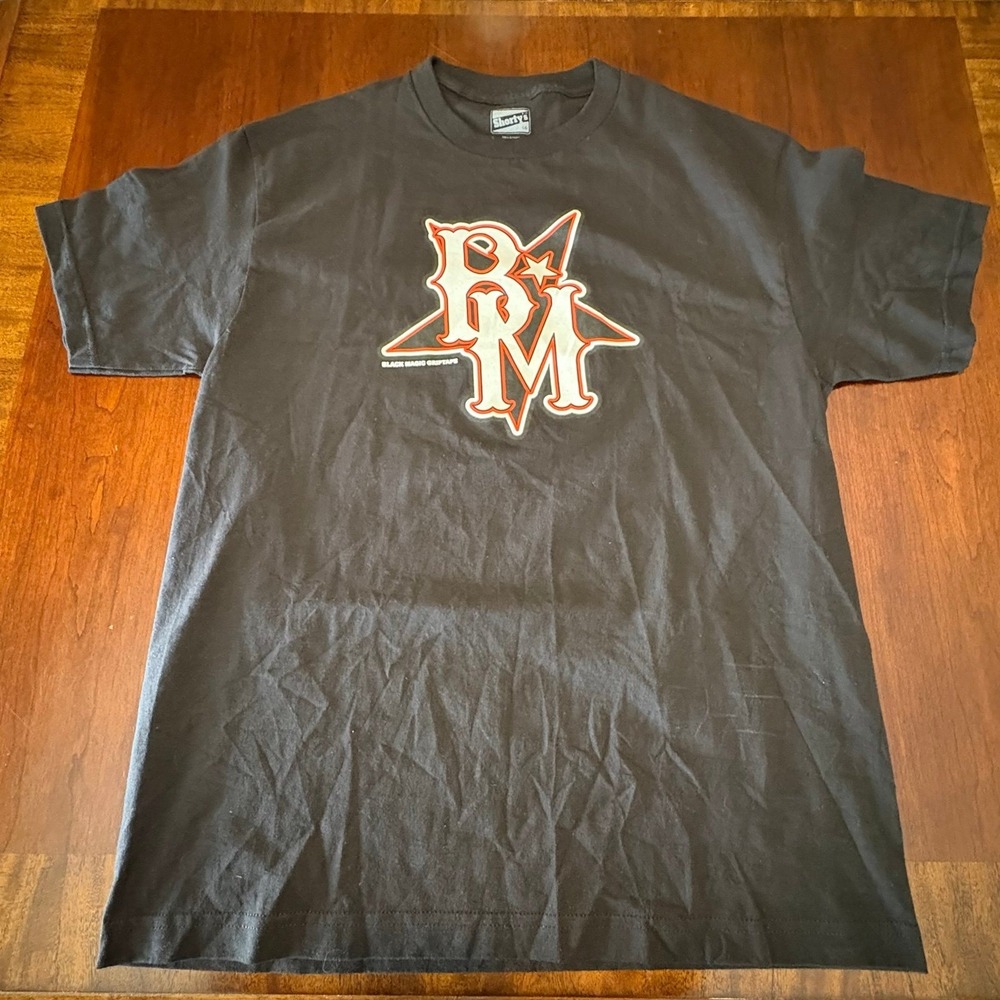 Shorty's Black Magic Grip Tape T-Shirt Large Black BM Logo Skateboarding‎ Tee